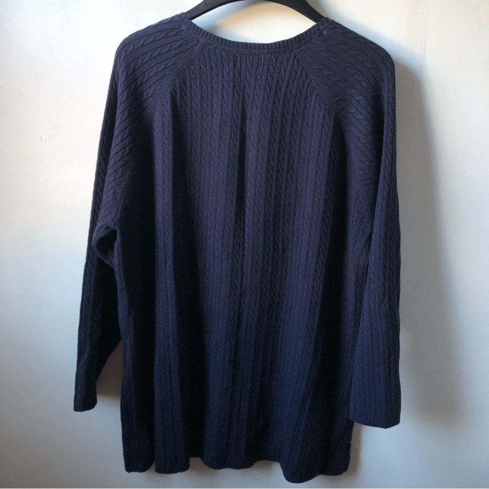 NWT L.L Bean Plus Size Women’s Button Front Knit Cardigan Sweater, Navy Size 2X - Picture 3 of 16